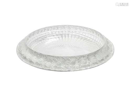 CRISTAL LALIQUE , Coupe "Marguerite" en cristal bl...