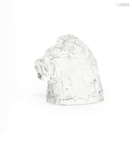 BACCARAT "Tête de lion" sujet en cristal moulé sig...