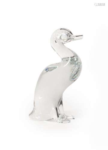 BACCARAT "Canard" SUJET  en cristal moulé signé.<b...