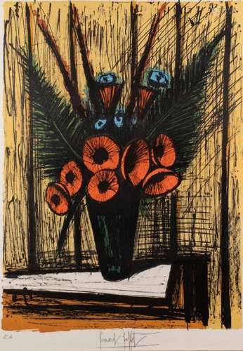 Bernard BUFFET (1928-1999) <br />
Fleurs<br />
Lithographie ...