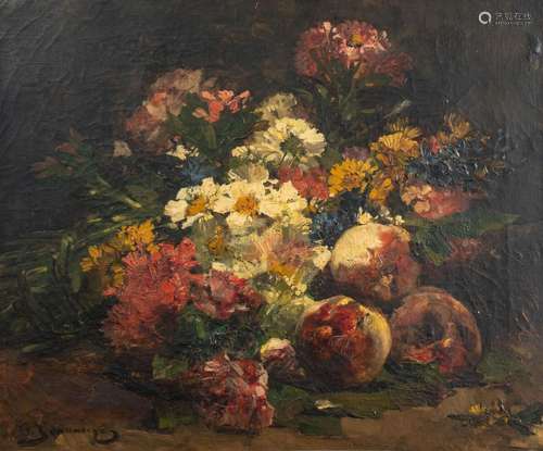 ECOLE DE LA FIN DU XIXème SIECLE<br />
Bouquet de fleurs et ...