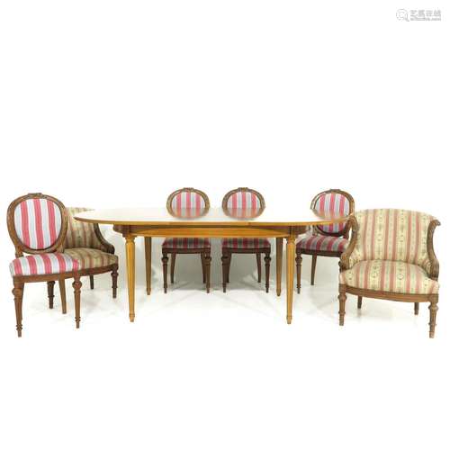 A Cherry Wood Table with 6 Chairs