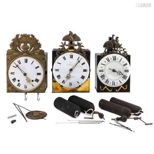 A Lot of 3 French Comtoise Clocks