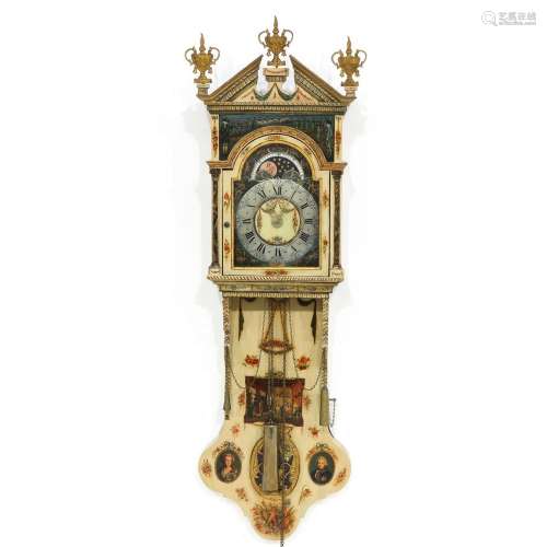 An Unusual 19th Century Wall Clock or Staartklok