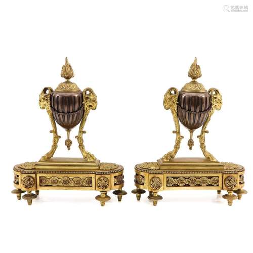 A Pair of Gilt Bronze Casolettes