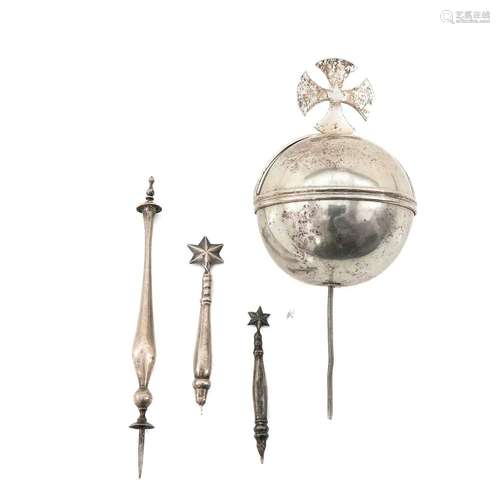 A Collection of Silver Accessories for Madonna Sculpture