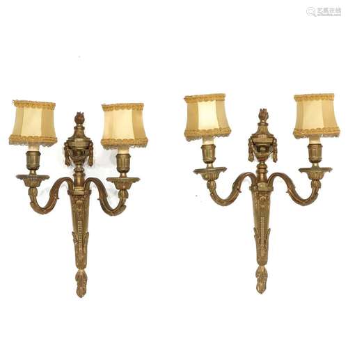 A Pair of Louis XVI Gilt Bronze Wall Sconces