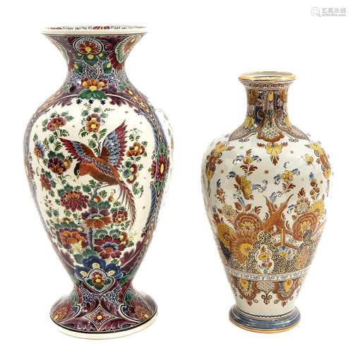 A Pair of Polychrome Decor Vases