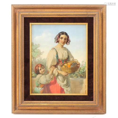 A Water Color Depicting Lady with Child