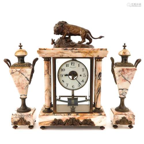 A 3 Piece Marble Electric Clock Set