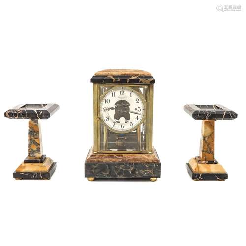 A 3 Piece Marble Electric Clock Set