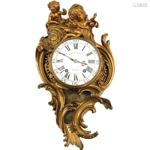 A Fire Gilt Bronze Cartel Clock Circa 1750