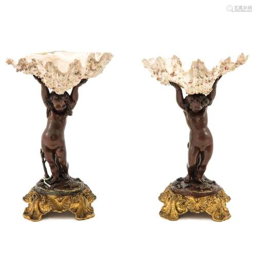 A Pair of Bronze 19th Century Table Pieces