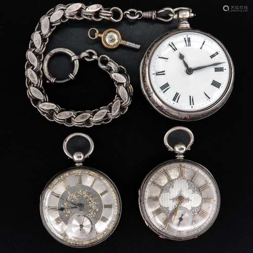 A Collection of 3 19th Century Silver Pocket Watches