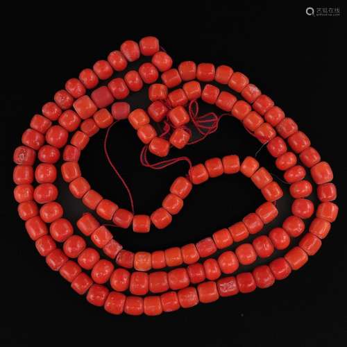 A Strand of 19th Century Red Coral