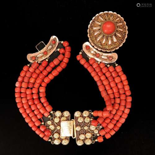 A 19th Century Red Coral Necklace with Double Clasp