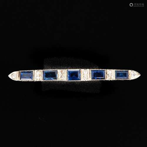 A Ladies Diamond and Sapphire Art Deco Brooch