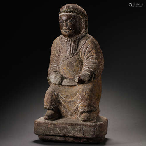 CLAY FIGURE SEATED STATUE, YUAN DYNASTY, CHINA