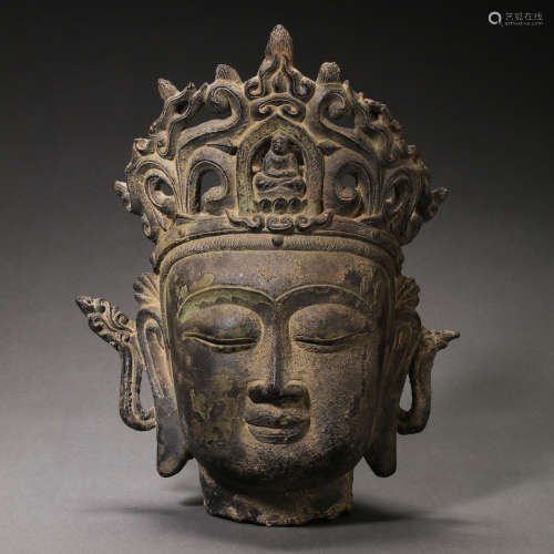 BRONZE BUDDHA HEAD, MING DYNASTY, CHINA (15TH CENTURY)