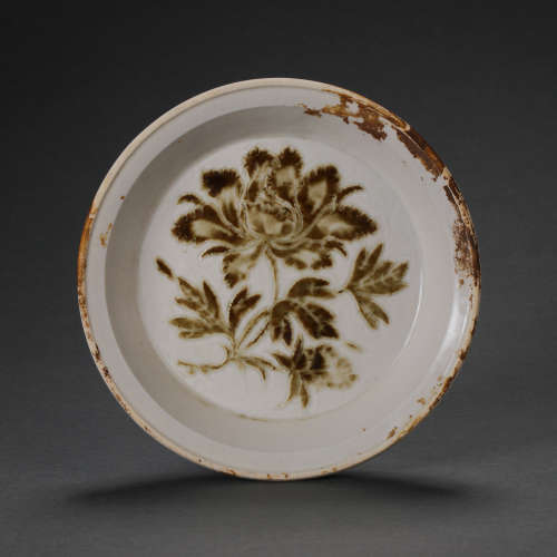 CHINESE NORTHERN SONG DYNASTY DING WARE PAINTED LOTUS FLOWER...