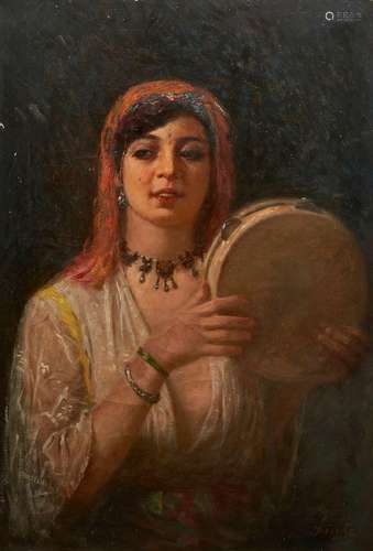 JOSEPH SINTES (1829-1913)RAÏZA JOUANT DU TAMBOURIN RAÏZA PLA...