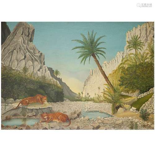 HÉLÈNE PERDRILAT (1894-1969) TIGRES DANS LA VALLÉE D'EL KANT...