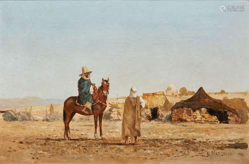 NUMA MARZOCCHI DE BELLUCI (1846-1930)RENCONTRE AU CAMPEMENTM...