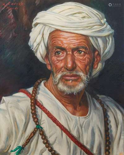 LOUIS ENDRES (1896-1989)MAROCAIN AU TURBAN BLANCMOROCCAN MAN...