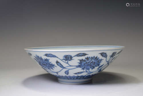 Blue and White Flower Branch Porcelain Bowl