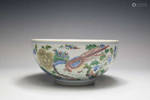 Wucai Bird with Flower Pattern Porcelain Bowl