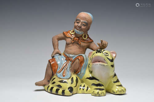 Lohan with Tiger Porcelain Figure