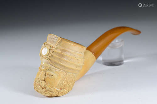 Man with Hat Meerschaum Tobacco Pipe