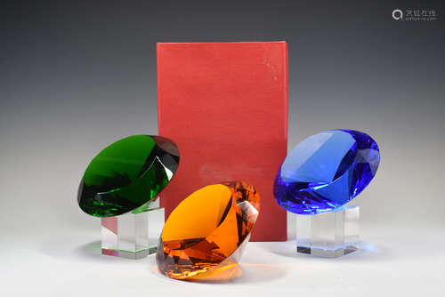 Group of Three Color Crystal Diamond Table Display