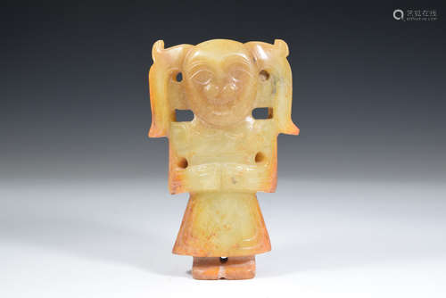 Yellow Jade Man Figure