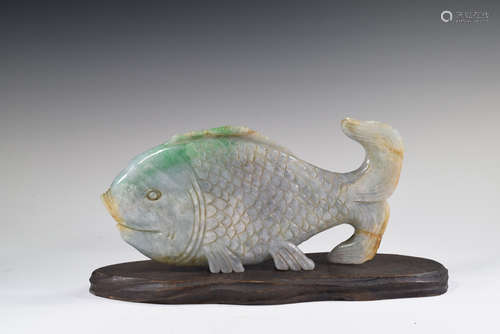 Green Jadeite Fish Figure Ornament