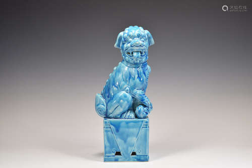 Blue Glazed Porcelain Lion