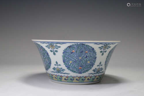 Chinese Doucai Flower Pattern Porcelain Bowl