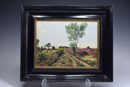 Flower Field with Tree Landscape Oil Painting, Artist  ED. D...