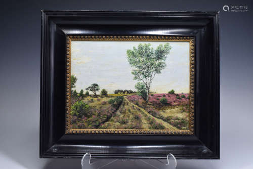 Flower Field with Tree Landscape Oil Painting, Artist  ED. D...