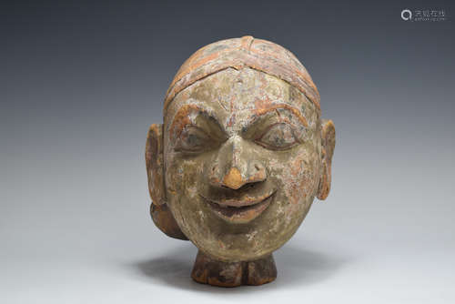 Wood Woman Head Figure