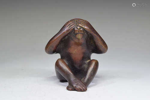 Japanese Bronze Monkey Figure