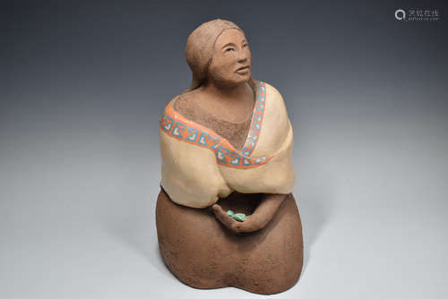 Native American Lady Pottery Figure