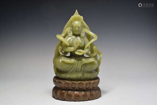 Yellow Jade Buddha Figure Statue