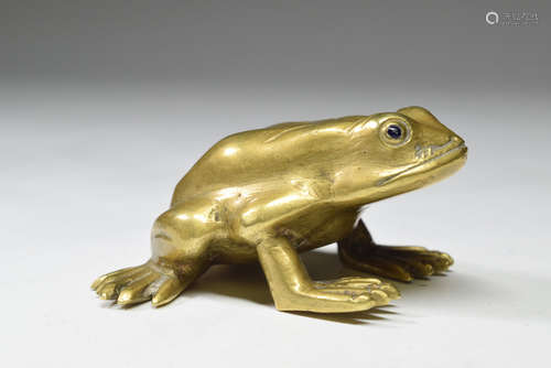 Signed Brass Frog Paper Weight