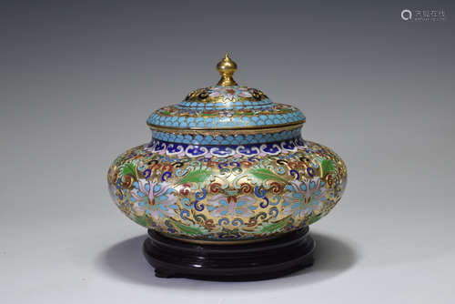 Bronze Flower Pattern Cloisonne Pot