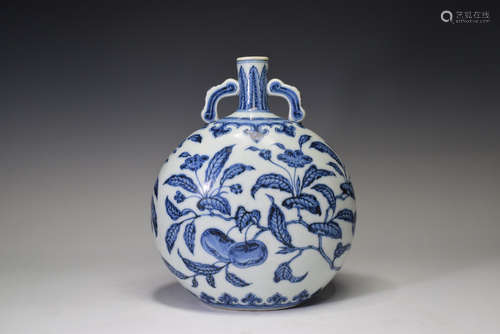 Blue and White Fuirt Porcelain Vase