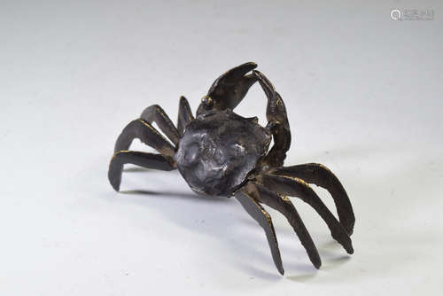 Japanese Bronze Crab Figure Statue