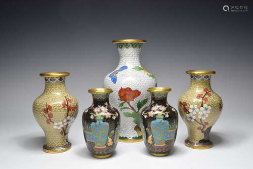 Group of Bronze Cloisonne Vase