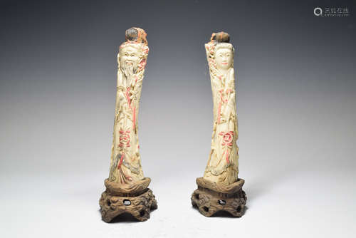 Pair of Character Bone Figure