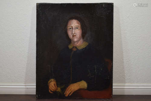 Lady Portrait Old Oil Painting